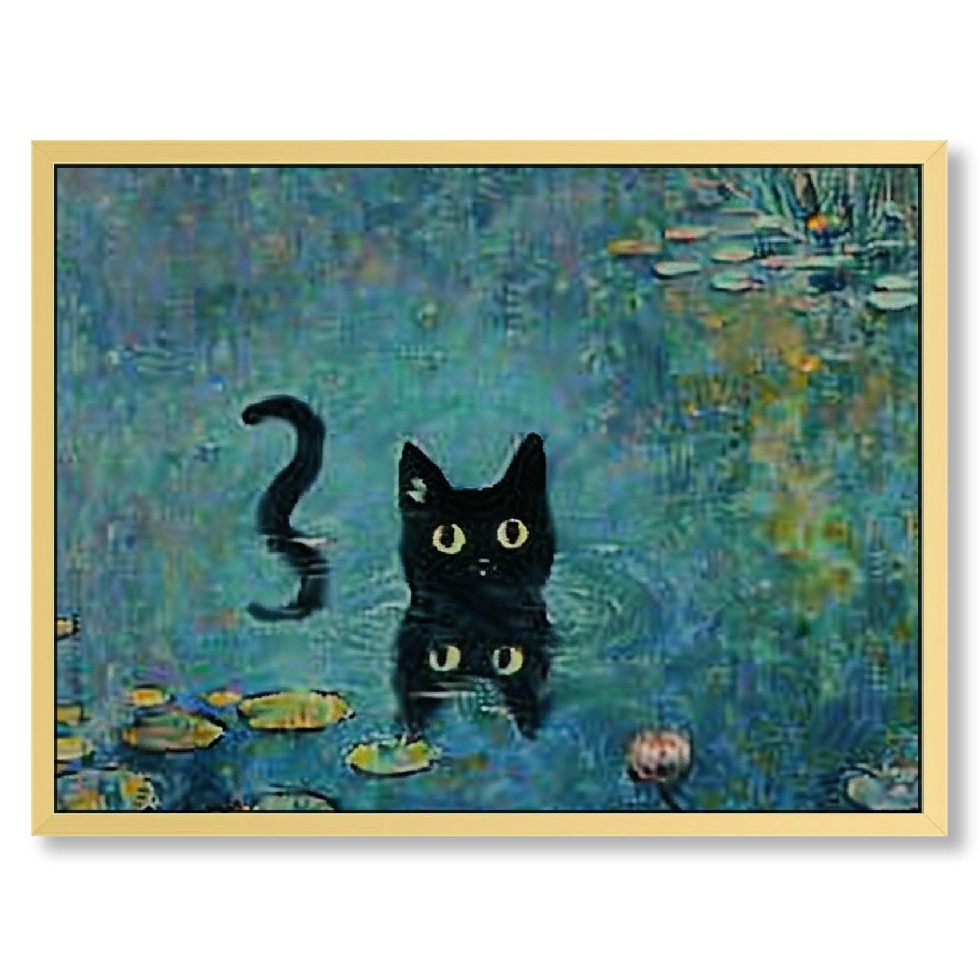 Vintage Monet Wall Art Black Cat Poster Funny Water Lillies Cat Canvas ...