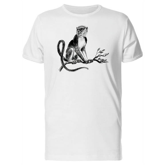 Vintage Monkey On A Tree Sketch T-Shirt Men -Image by Shutterstock, Male Medium