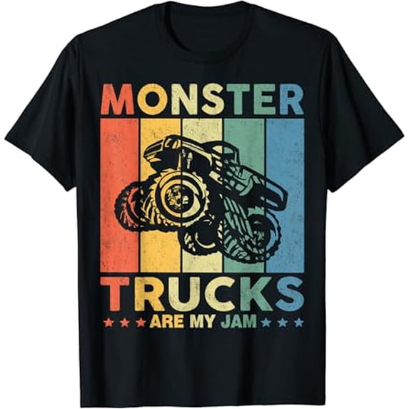 Vintage Monster Truck Are My Jam Retro Sunset Cool Engines T-Shirt