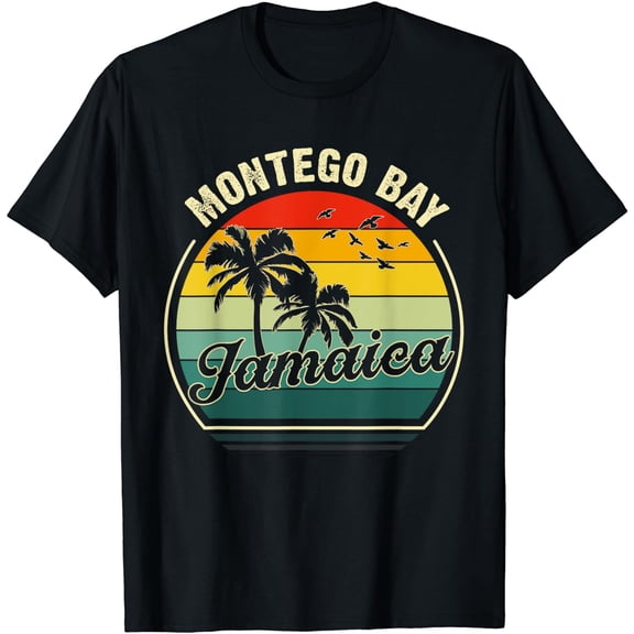 Vintage Montego Bay Beach Jamaica Summer Vacation Sunset T-Shirt