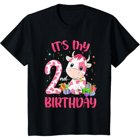 Vintage Moo Im Two Its My 2Nd Birthday Shirt Pink Cow T-Shirt Size S-5Xl Best Birthday Gifts