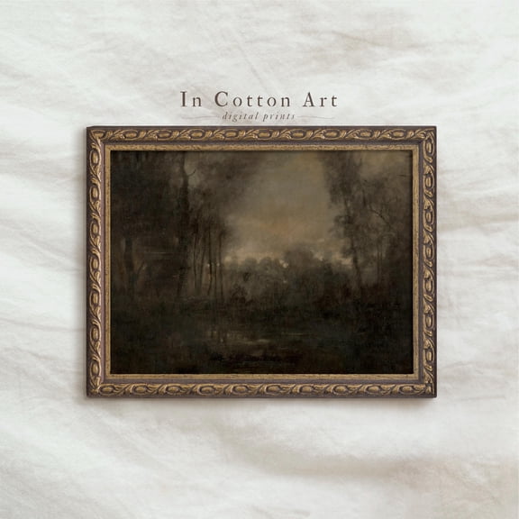 Vintage Moody Abstract Landscape / Dark Wall Art / Antique Rustic Forest Art Print | P107 UNFRAMED Poster, Wall Art for Decor, Present, 8x12