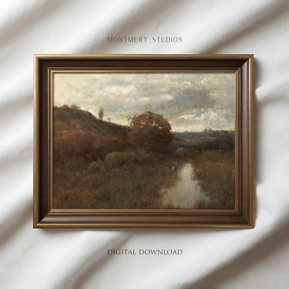 Vintage Moody Autumn Landscape , Fall Landscape Poster Art, Muted Brown Landscape, Dark Fall Wall Art Poster, , Sc Warm Present Vintage UNFRAMED Poster Size 8x12