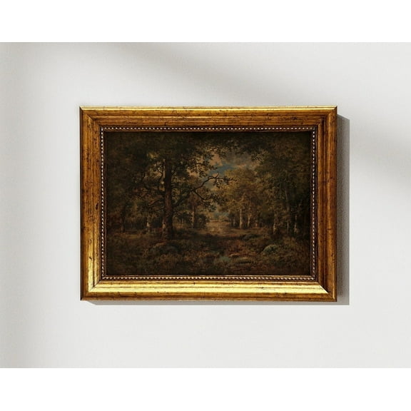 Vintage Moody Forest Landscape Print, Neutral Scenery Painting, Rustic Decor, Wall Art, Modern Wall Decor, 8x12 UNFRAMED