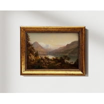 Vintage Moody Lake Landscape Print, Neutral Scenery Painting, Rustic Decor, Wall Art, Modern Wall Decor, 8x12 UNFRAMED