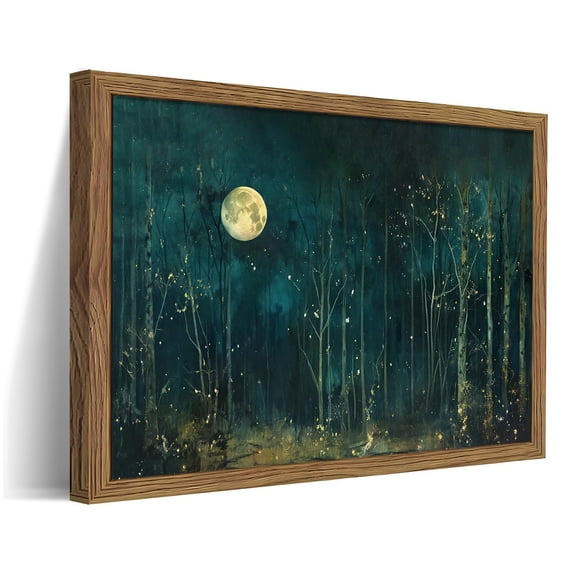 Vintage Moon Forest Wall Art Print, Dark Nature Decor