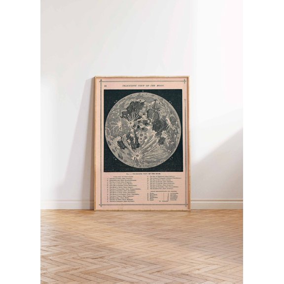 Vintage Moon Map Astronomy Celestial Decorative Interior Home Wall Art Poster