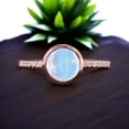 thumbnail image 1 of Vintage Moonstone Engagement Ring CZ Diamond Proposal Ring Rose Gold Bezel Set Alternative Fine Women Jewelry Christmas Gift For Wife, 1 of 4
