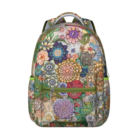 Vintage Moroccan Design Boho Backpack - Large Capacity 17" Laptop Daypack for College | Water-Resistant Heavy Duty Bookbag with Multiple Pockets for Organizing School Essentials