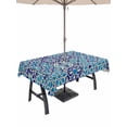 thumbnail image 1 of Vintage Morocco Outdoor Tablecloth - 60x102 Inch Rectangle Dining Table Cover, Traditional Tribal Abstract Geometric Blue Waterproof Outdoor Table Cloth with Umbrella Hole & Zipper for Picnic/Patio, 1 of 7