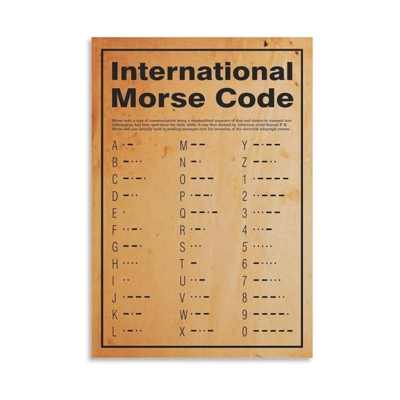 Vintage Morse Code Poster, Retro Communication Chart with Alphabet & Numbers, Large Canvas Wall Art for Living Room, Study & Man Cave Decoration