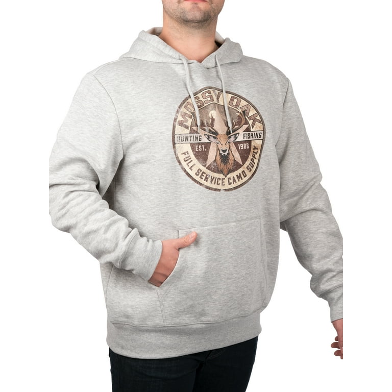 Mossy Oak Vintage Heather Grey Pullover Hoodie L Cotton Blend
