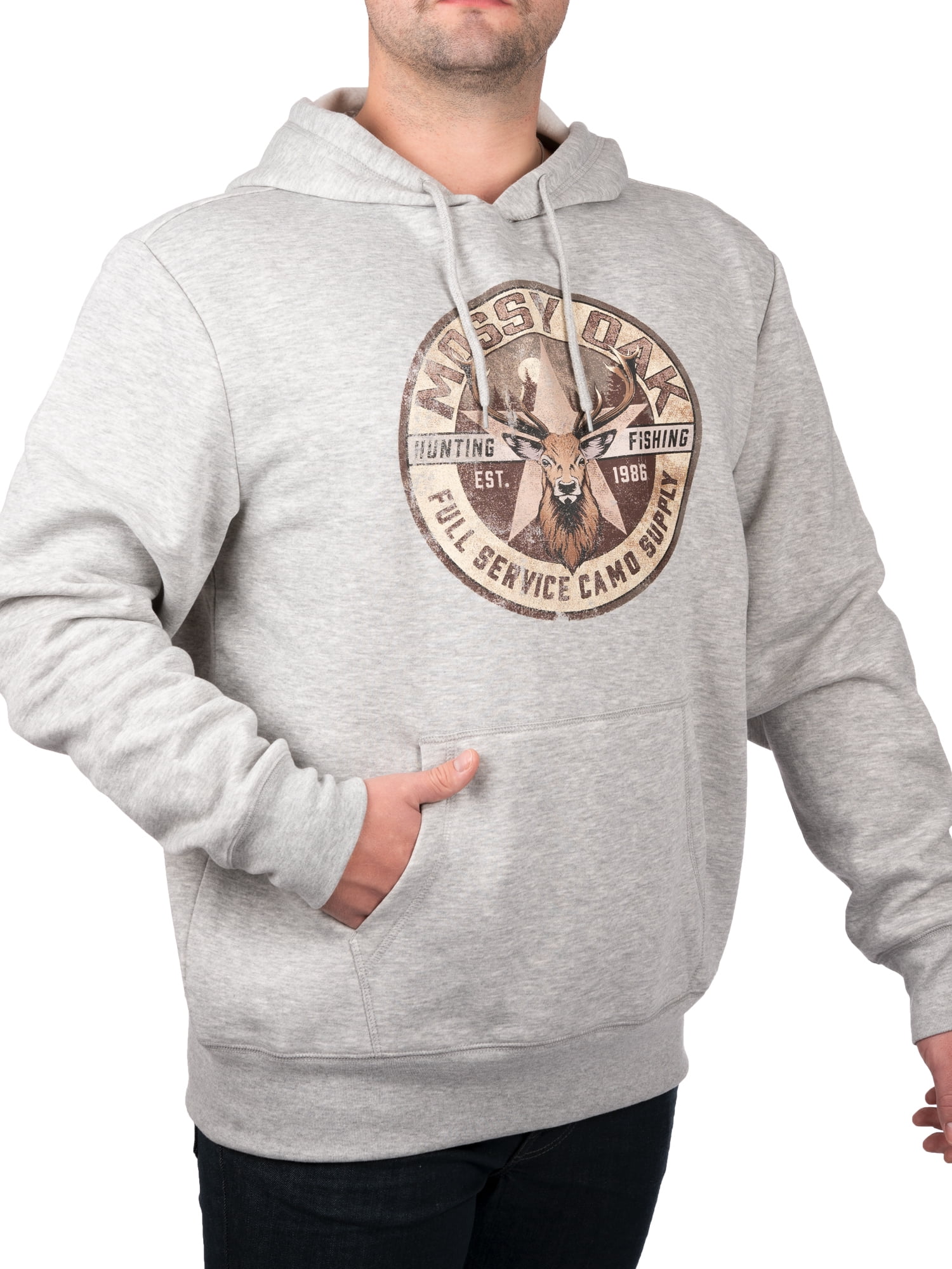 Vintage Mossy Oak Heather Grey Gas V2 Men's Graphic Hoodie
