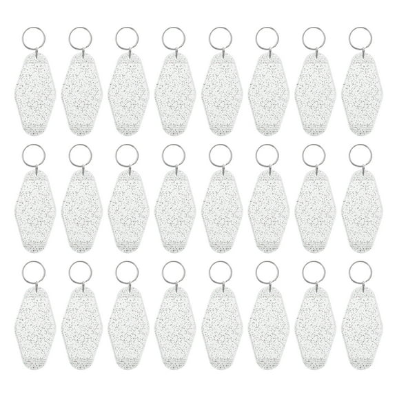 Vintage Motel Keychain Blank Hotel Keychains Key Tag, Clear White with Spots 24 Pack