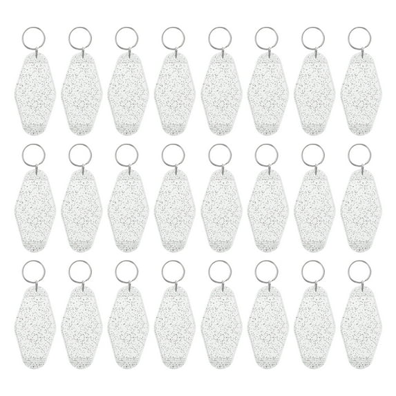 Vintage Motel Keychain Blank Hotel Keychains Key Tag, Clear White with Spots 24 Pack