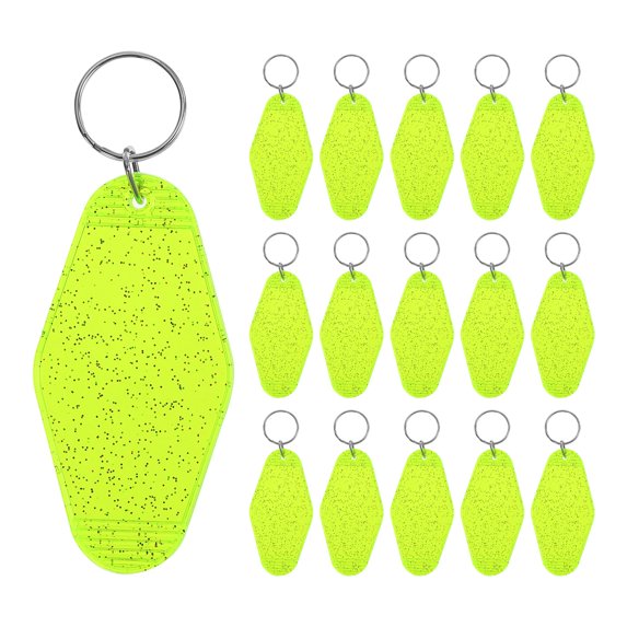 Vintage Motel Keychain Blank Hotel Keychains Retro Key Tag, Clear Green with Spots 16 Pack