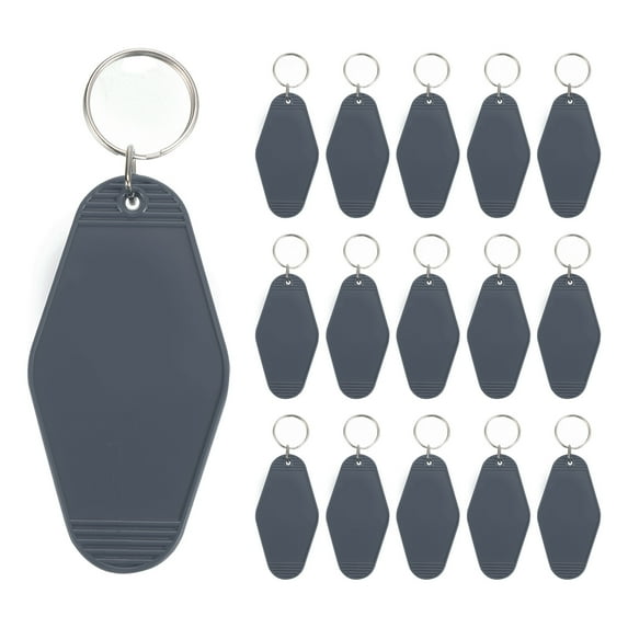 Vintage Motel Keychain Blank Hotel Keychains Retro Key Tag, Dark Gray 16 Pack