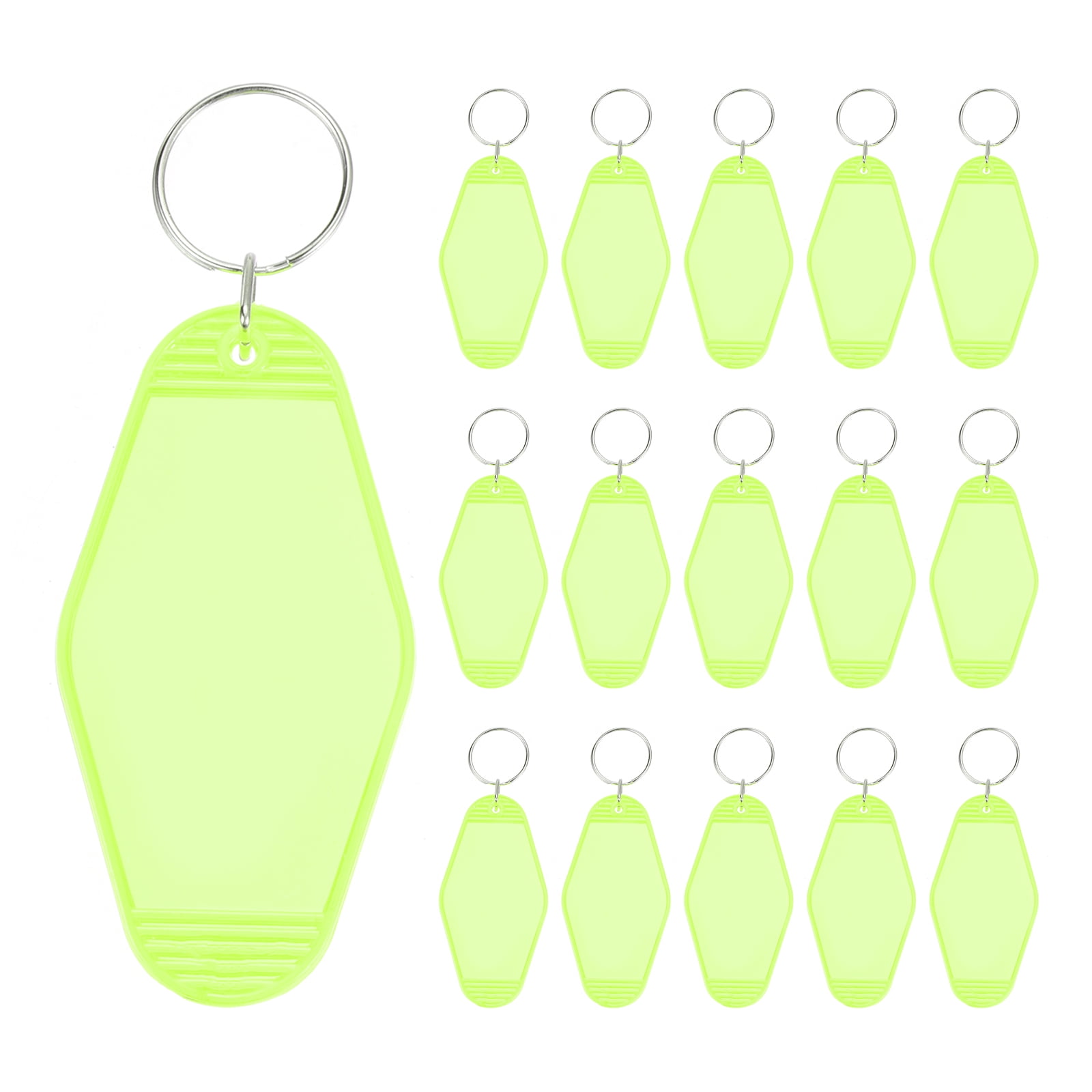 Vintage Motel Keychain Blank Hotel Keychains Rhombus Retro Key Tag, Clear Green, 16 Pack