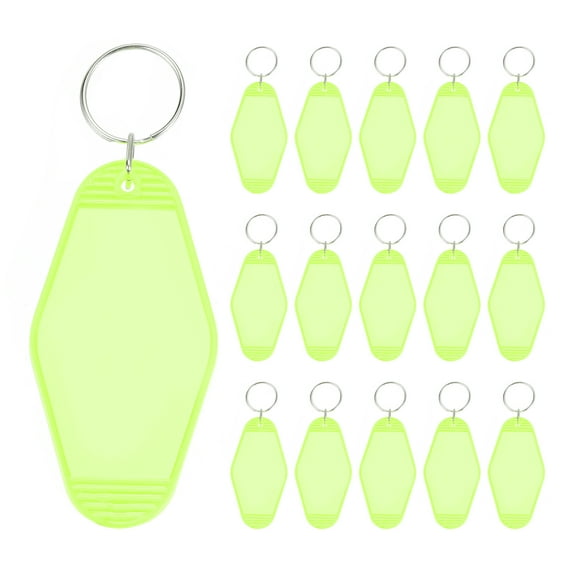 Vintage Motel Keychain Blank Hotel Keychains Rhombus Retro Key Tag, Clear Green, 16 Pack