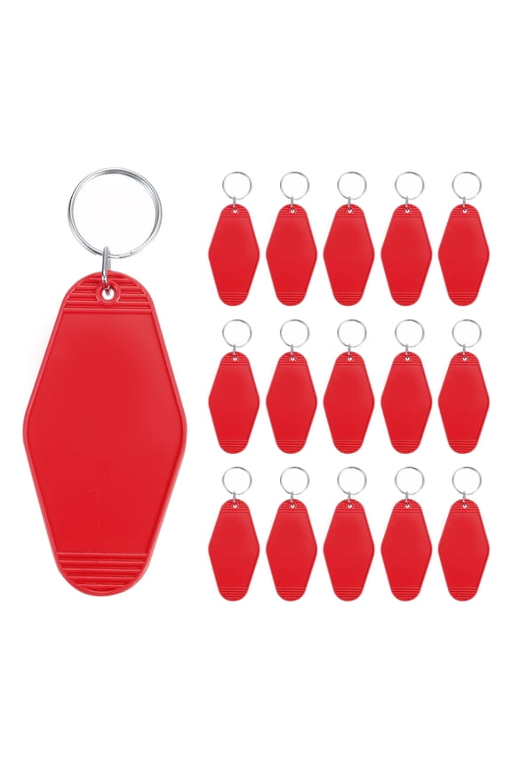 Vintage Motel Keychain Blank Hotel Keychains Rhombus Retro Key Tag, Red, 16 Pack