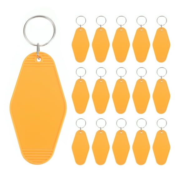 Vintage Motel Keychain Blank Hotel Keychains Rhombus Retro Key Tag, Yellow, 16 Pack