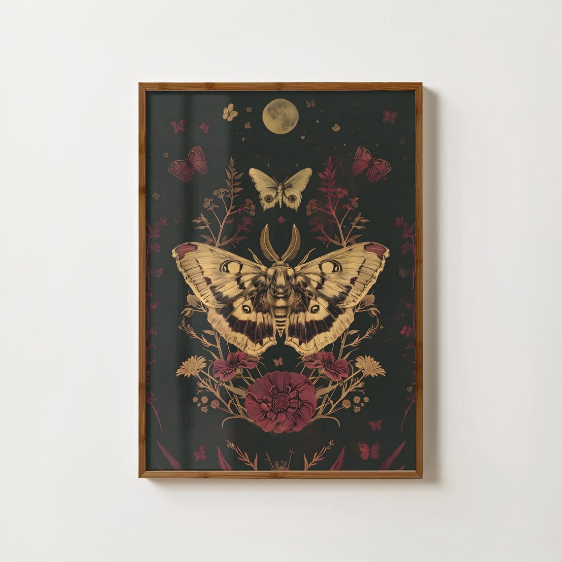 Vintage Moth Print Moody Insect Dark Academia Print Antique Butterfly ...