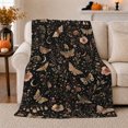 thumbnail image 1 of Vintage Moth Wildflower decorative motif Botanical, Mystical Celestial Art Scene, Warm Flannel Blanket for Sunroom and Reading Nook, Celestial Art Lovers Housewarming Gift, Celestial Home Decor, 1 of 9