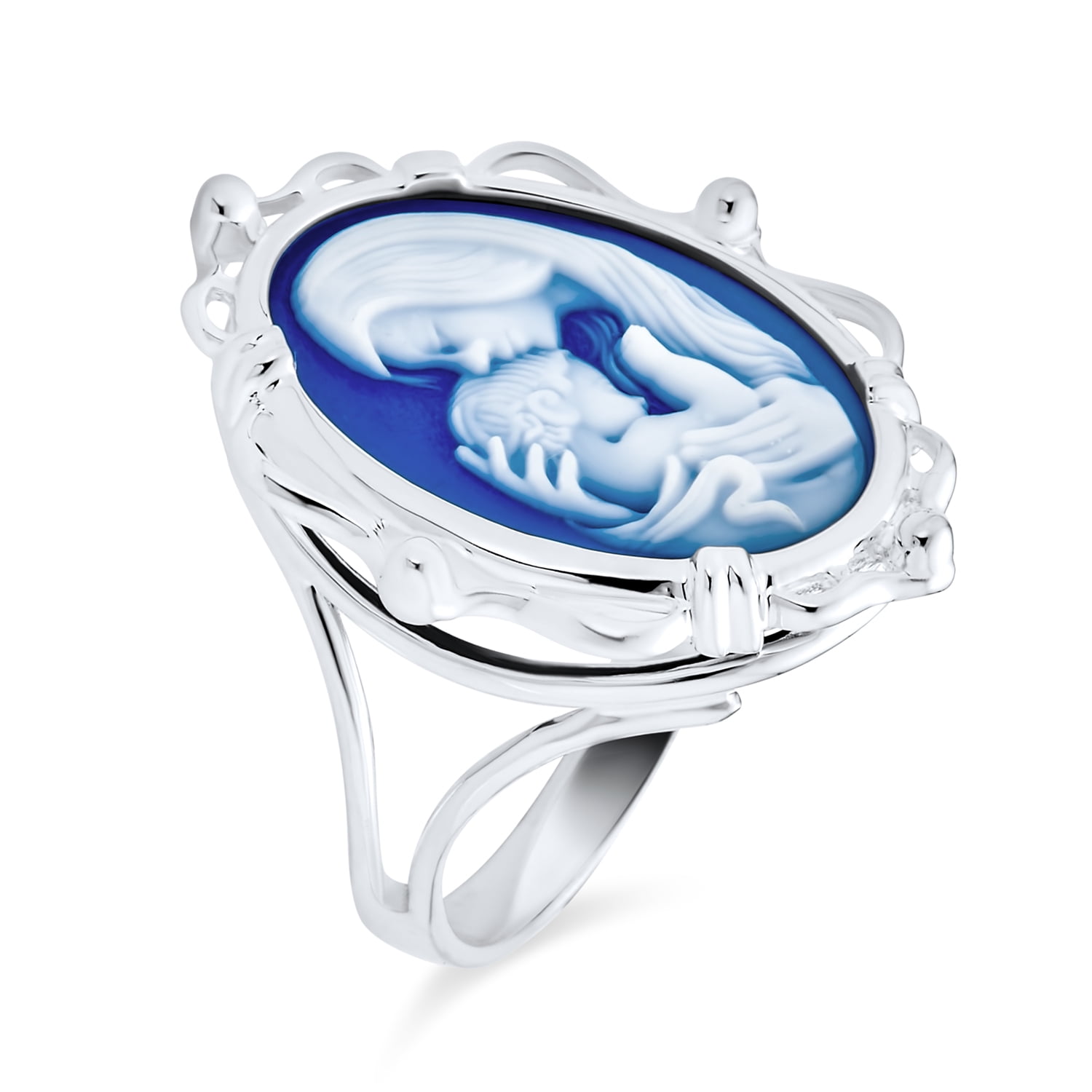 Blue Agate Prayer Cameo Ring – DinnerWear Jewelry
