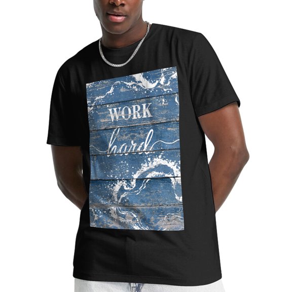 Vintage Motivaional Rustic Inspirational Encouraging Work Hard Mens Graphic T-Shirt（Black）