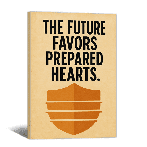 Vintage Motivational Canvas Wall Art Shield Graphic Future Quote Prints, Retro Inspirational Artwork Paintings for Living Room Bedroom Dorm Home Office Wall Decor