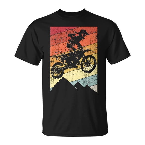 Vintage Motocross Bike Dirtbike Racing Retro Graphic Tee Unisex Adult Cotton Off-Road Racer T-Shirt for Motocross Enthusiasts or Casual Wear, Size 2XL, Color Black