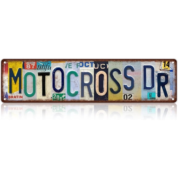 Vintage Motocross Dr Wall Decor Street Signs Metal Tin Signs 16 x 4 Inches