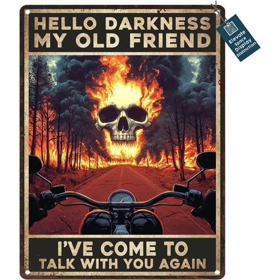 Vintage Motorcycle Biker Tin Plaque Retro Darkness Theme Wall Art Garage Shed Rustic Decor Metal Poster Iron Painting 8x12inch