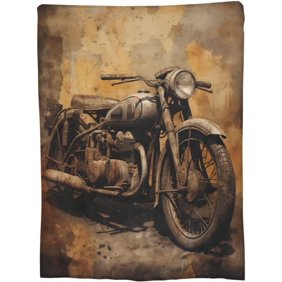 Vintage Motorcycle Blanket Gifts for Men Women Throw Blanket for Couch Sofa Bedding Home Plush Throw Fleece Blanket Soft Warm Cozy for Kids Adults All Season 50"x60"