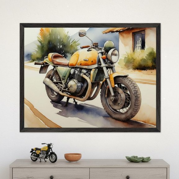 Vintage Motorcycle Cafe Racer Wall Decor Unframed Paper Print