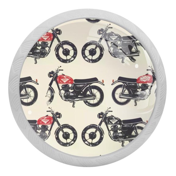 Vintage Motorcycle Glow in The Dark Crystal Glass Cabinet Knobs 4 Pcs Drawer Handles for Kitchen Cabinets Dresser Cupboard Wardrobe