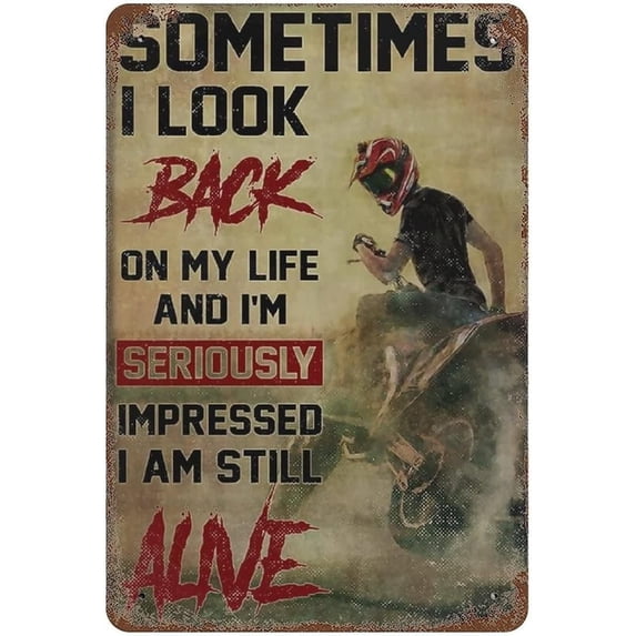 Vintage Motorcycle Metal Tin Sign Wall Art, Retro Garage Bar Home Decor, 12 x 8 Inch