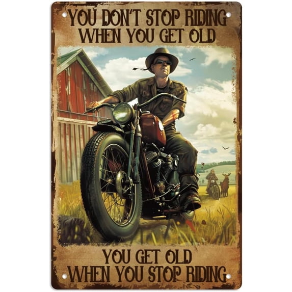 Vintage Motorcycle Metal Tin Sign You Don't Stop Racing When You Get Old Sign Thick Tinplate Print Poster 20x30cm/8x12Inches