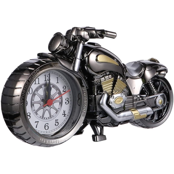 Vintage Motorcycle Model Tabletop Alarm Clock with Quartz Movement, 8.66x4.72x2.16in, Golden