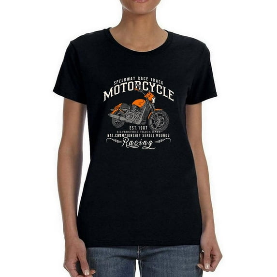 Vintage Motorcycle Poster Shaped T-Shirt Women -Image by Shutterstock, Female Small