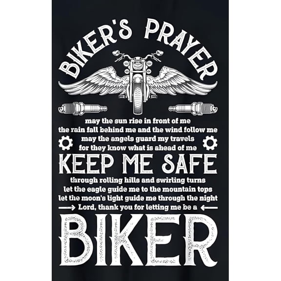 Vintage Motorcycle Prayer Metal Tin Sign, Rustic Inspirational Wall Plaque Decor, 8 x 12 Inch