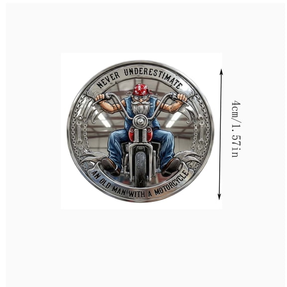 Vintage Motorcycle Rider Commemorative Coin, Biker Gift for Men, Old School Biker with Skull Bandana and Beard Design, Collectible Metal Coin for Motorcycle Enthusiasts