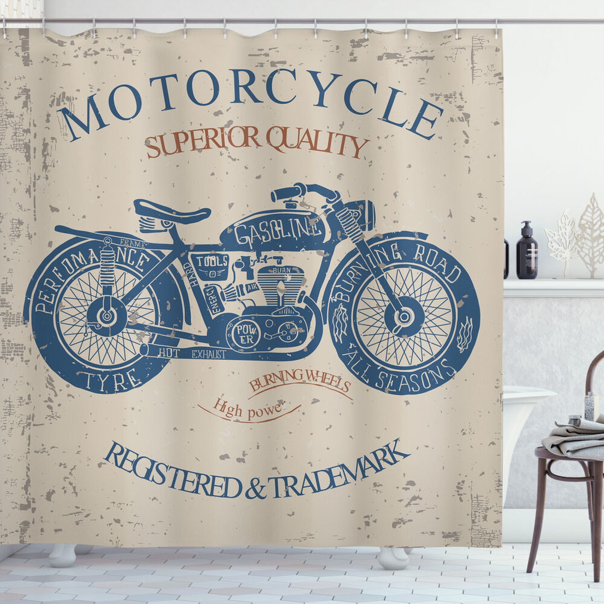 Vintage Motorcycle Shower Curtain Classic Charm for Your Bath