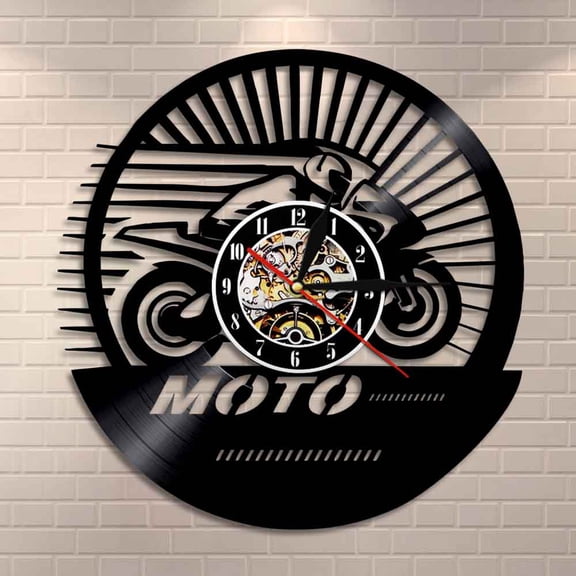 Vintage Motorcycle Speed Racer Wall Clock Motobiker Motocross Vinyl Record Wall Clock Motorcyclist Gifts Decorative Wall Watch