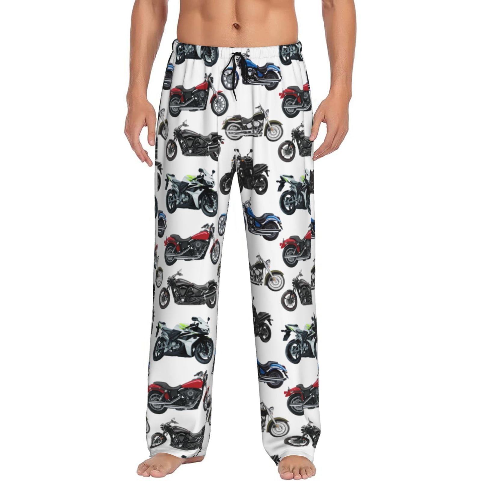 Vintage Motorcycles Biker Pattern Men'S Pajama Pants Soft Sleep Lounge ...