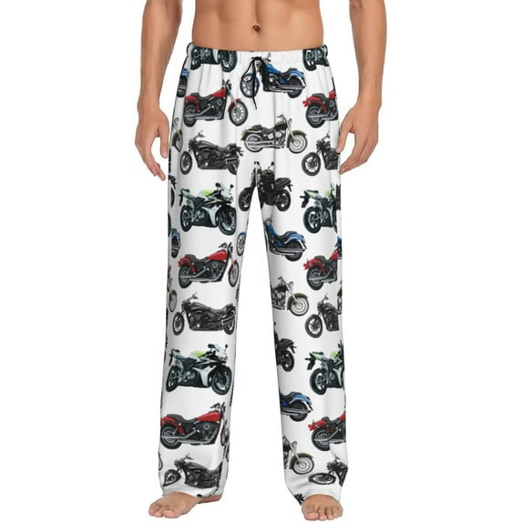 Vintage Motorcycles Biker Pattern Men'S Pajama Pants Soft Sleep Lounge Pants Pjs Bottoms With Pockets Small