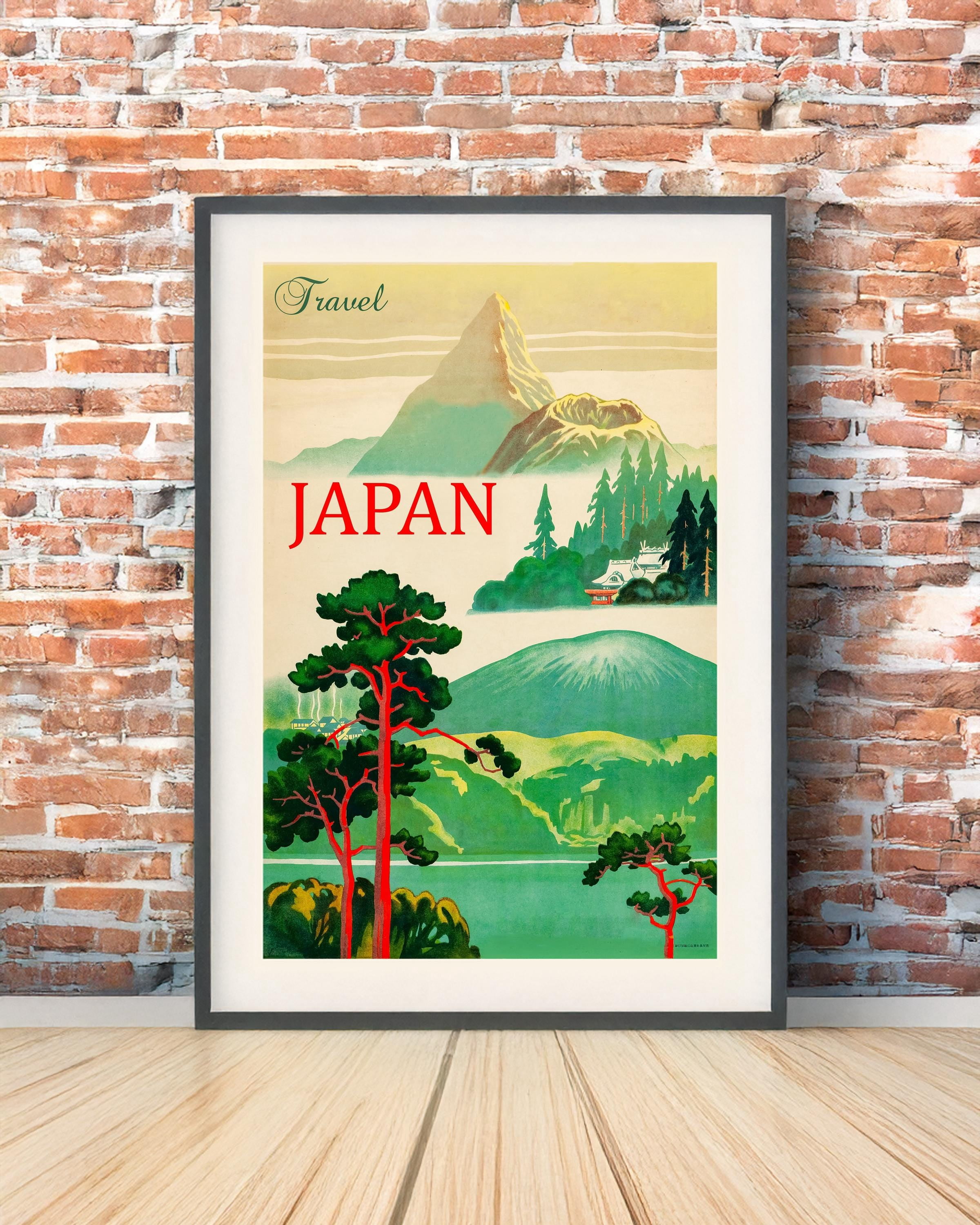Vintage Mount Fuji Japan Travel Poster, Art Deco Landscape Wall Art ...