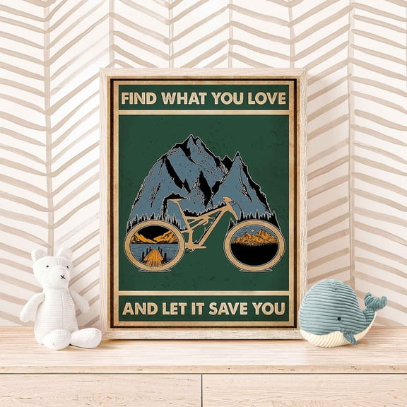 Vintage Mountain Biking Poster, Find What You Love And Let It Save You, Mountain Biking Poster, Sport Biking Poster, Biker, Unframed Poster Size 8x12 F03.1.15l770