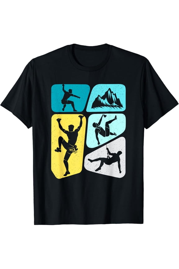 Vintage Mountain Climbing Bouldering Kids Rock Climber Boys T-Shirt