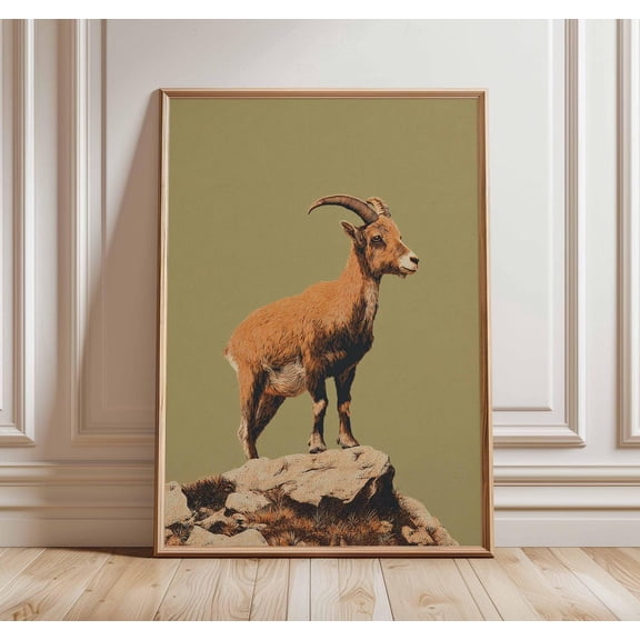 Vintage Mountain Goat Wildlife Poster Unframed Paper Print